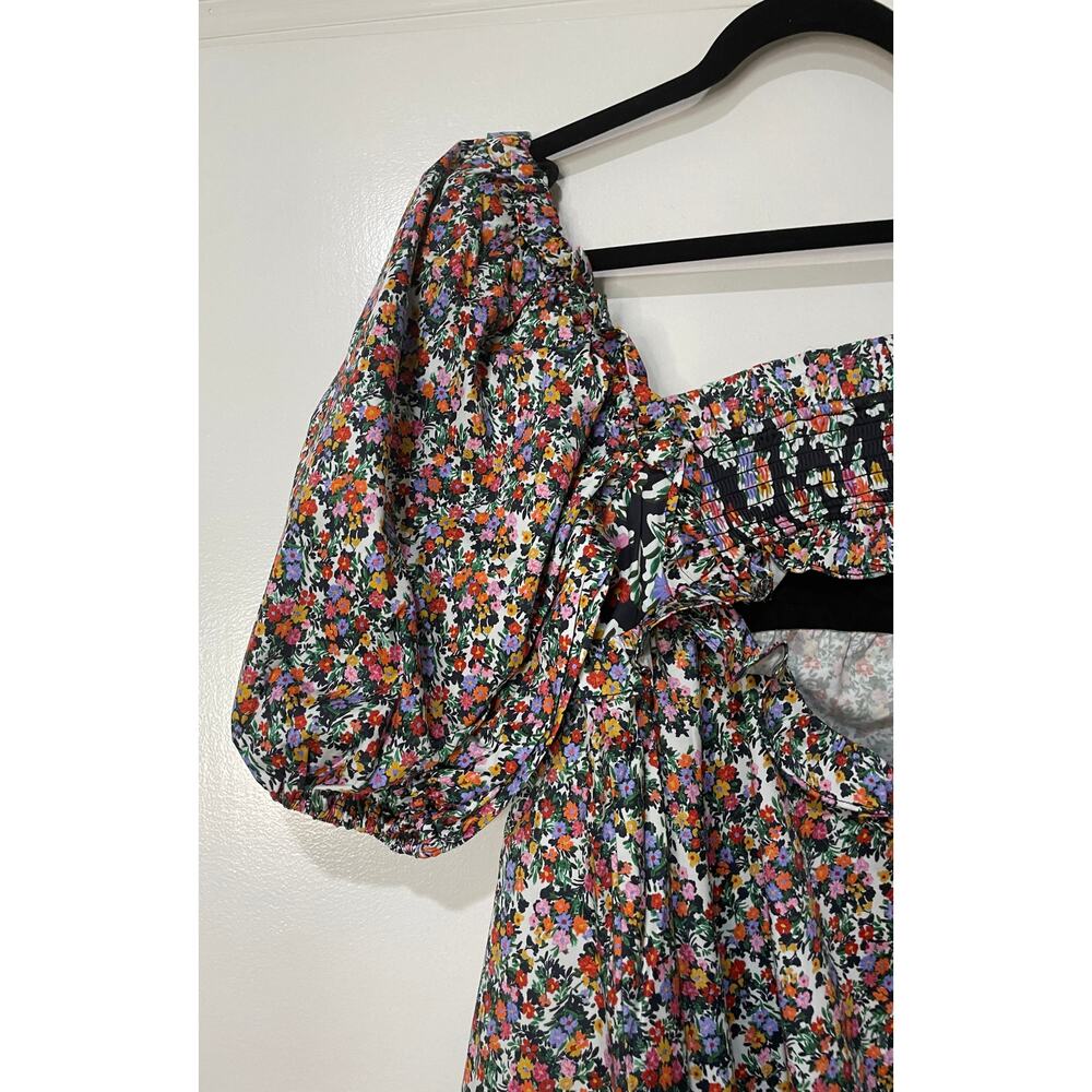 For Love & Lemons Hudson Mini Dress Black Floral Size Medium NWT Stretchy Back - Picture 10 of 15